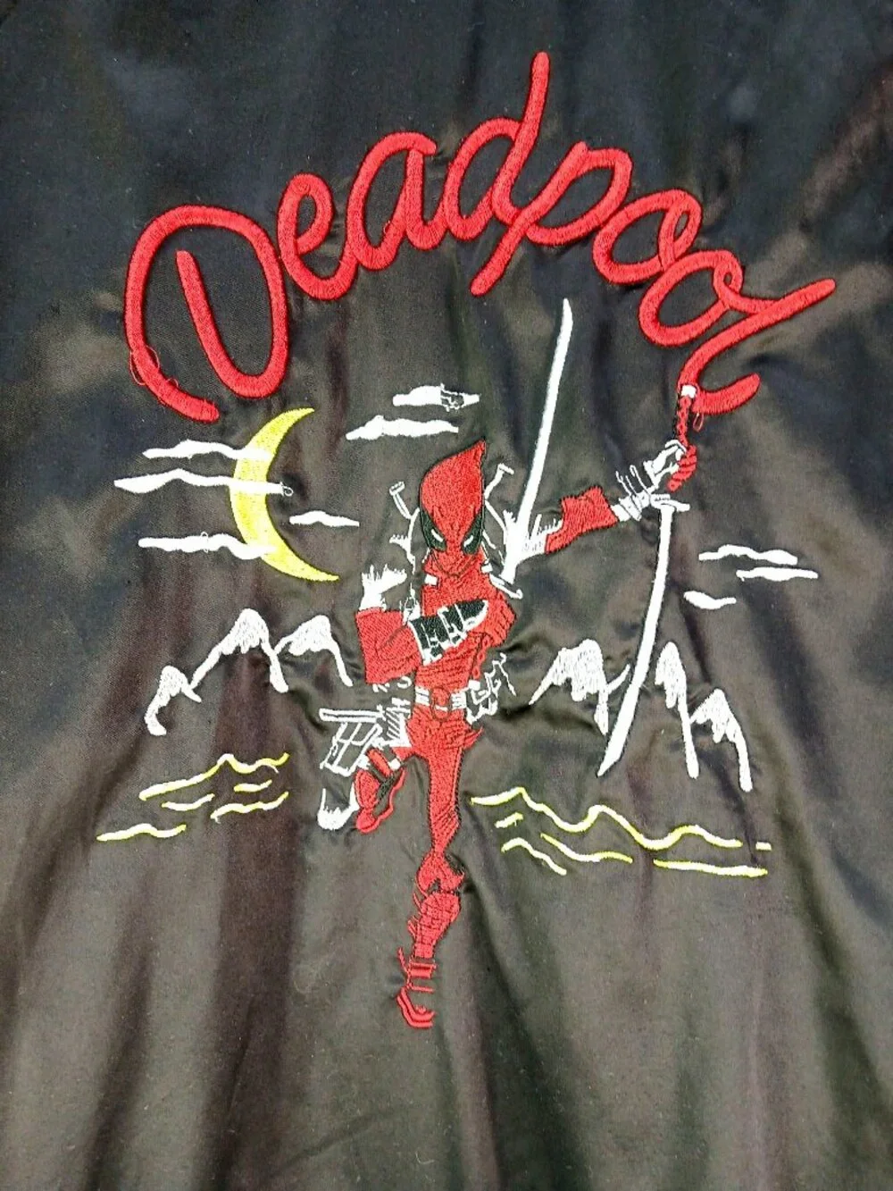 Marvel Deadpool Black & Red Bomber Jacket With Embroidered Graphics Medium Size